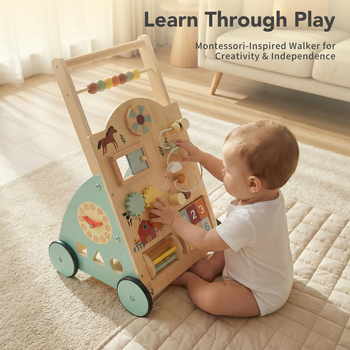 Wooden Baby Walker with Activity Center D79102