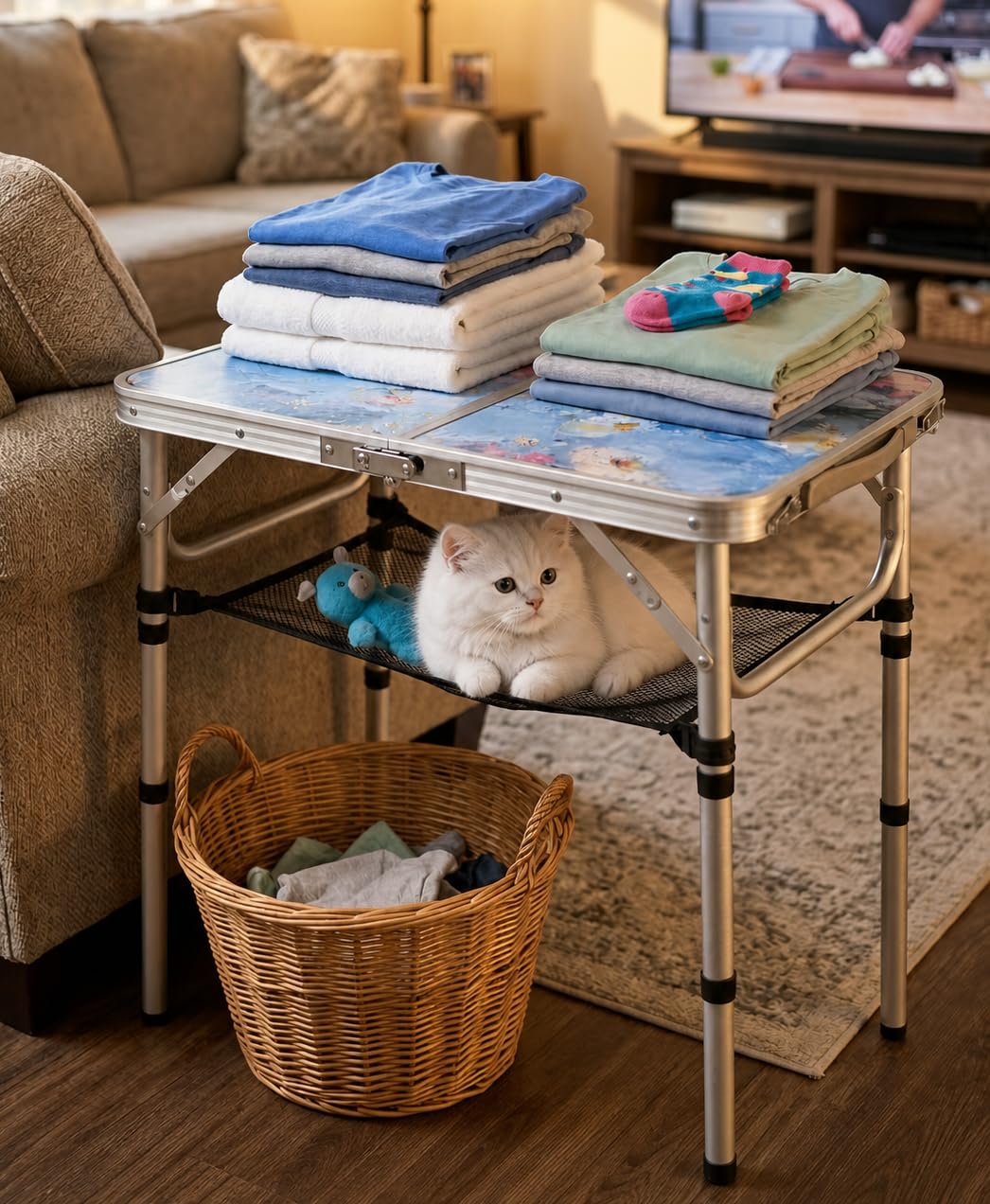 Portable 3 Adjustable Height Folding Outdoor Side Table Z451