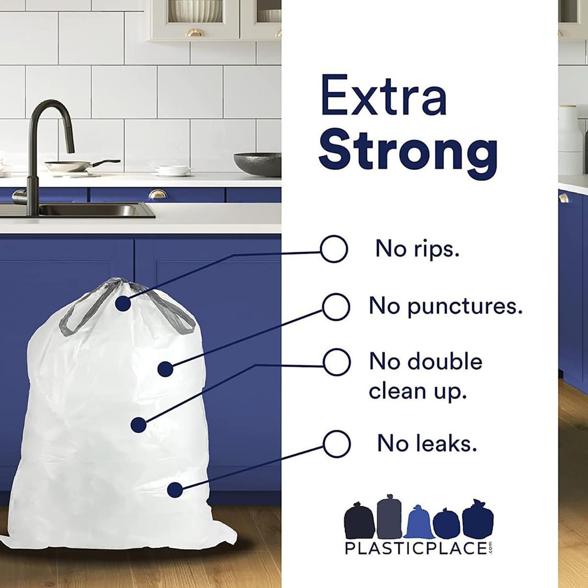 White Drawstring Trash Bags 13-16 Gallon 200 Count J569