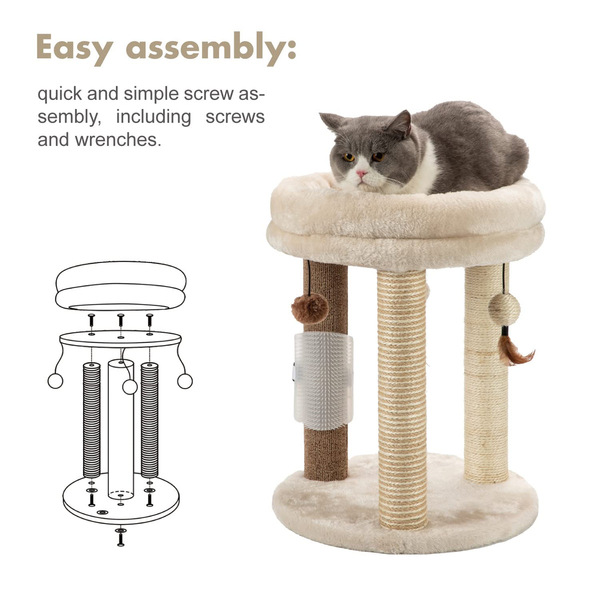 Small Cat Tree with Scratching Post and Soft Bed J6843