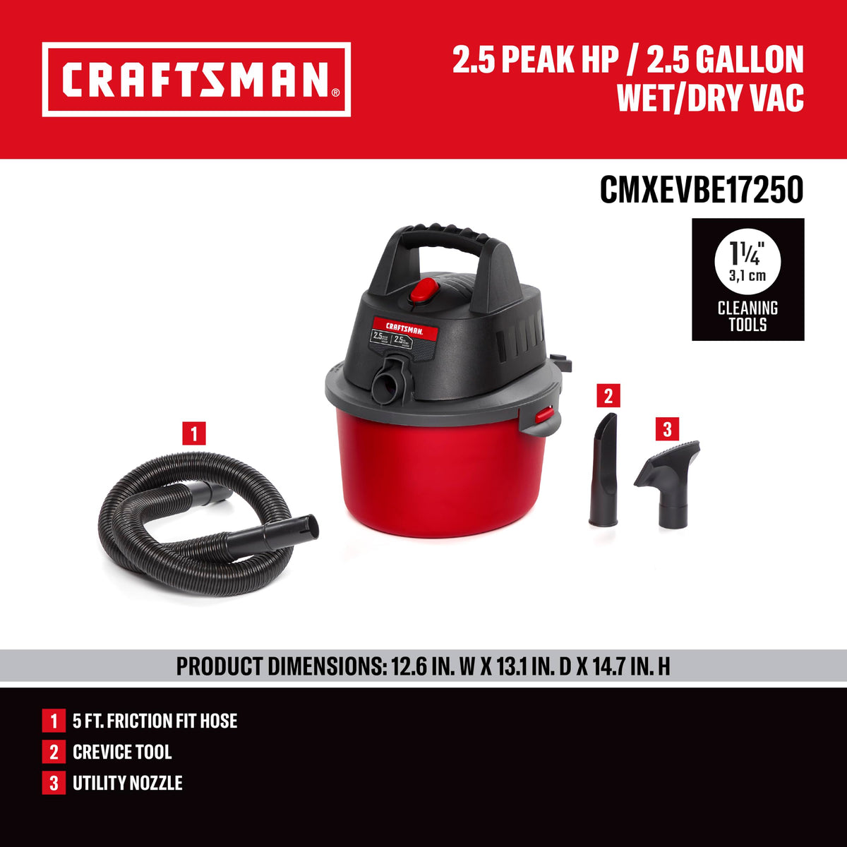 2.5 Gallon Wet Dry Shop Vacuum Y503