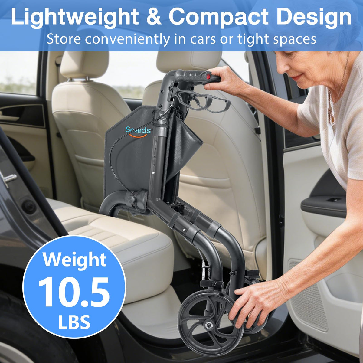 Lightweight Foldable 3 Wheel Walker V7490