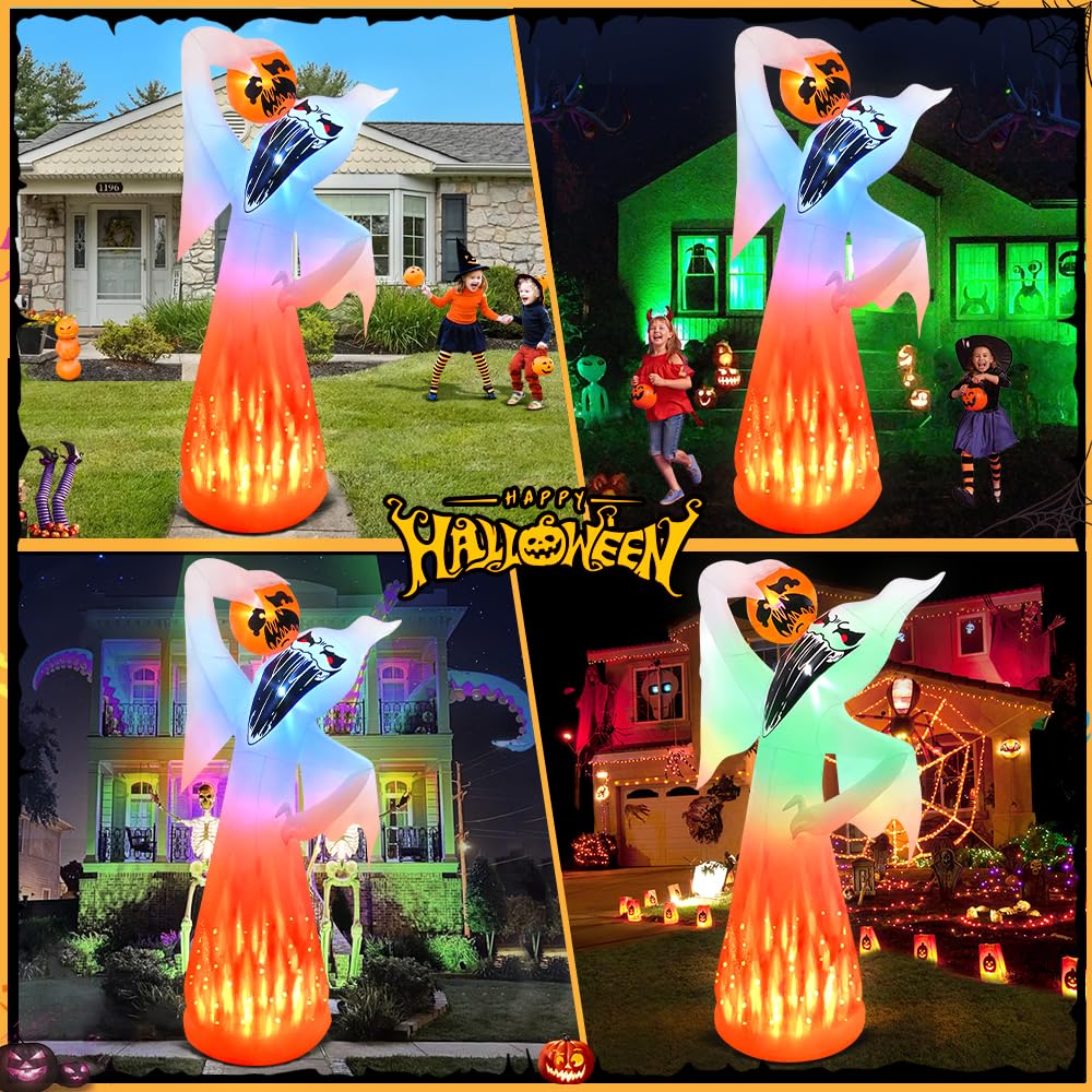 10 FT Halloween Inflatable Ghost with Pumpkin H980
