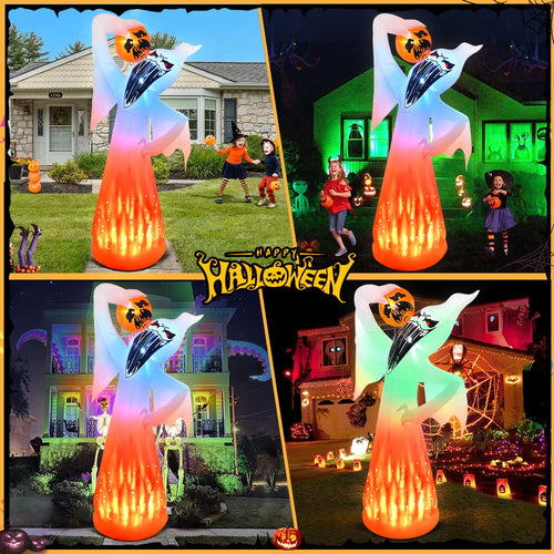 10 FT Halloween Inflatable Ghost with Pumpkin H980