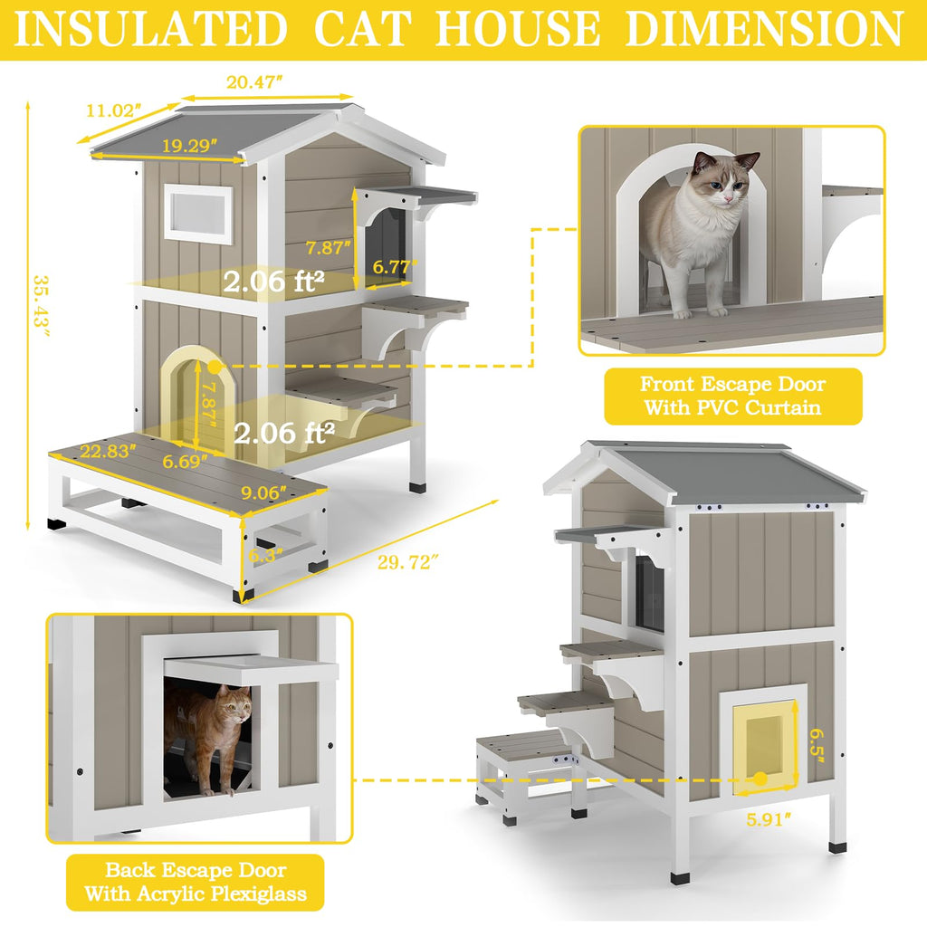 2-Story Insulated Outdoor Cat House S429876