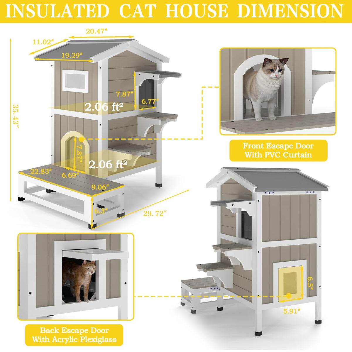 2-Story Insulated Outdoor Cat House S429876