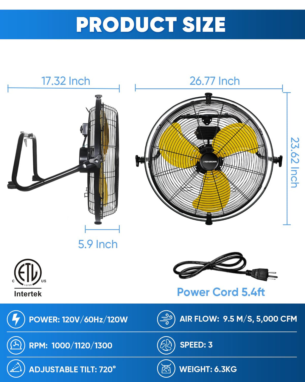 20 Inch 3-Speed High Velocity Metal Fan P71536