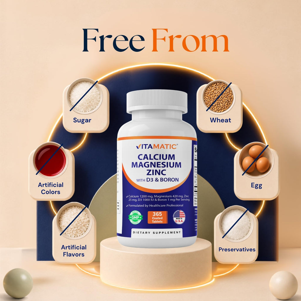 Calcium Magnesium Zinc D3 Boron 365 Coated Tablets Supplement R8738