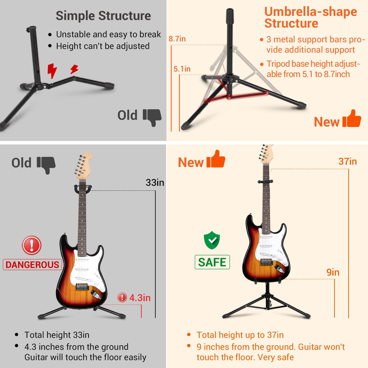 Folding Adjustable Guitar Stand M1231