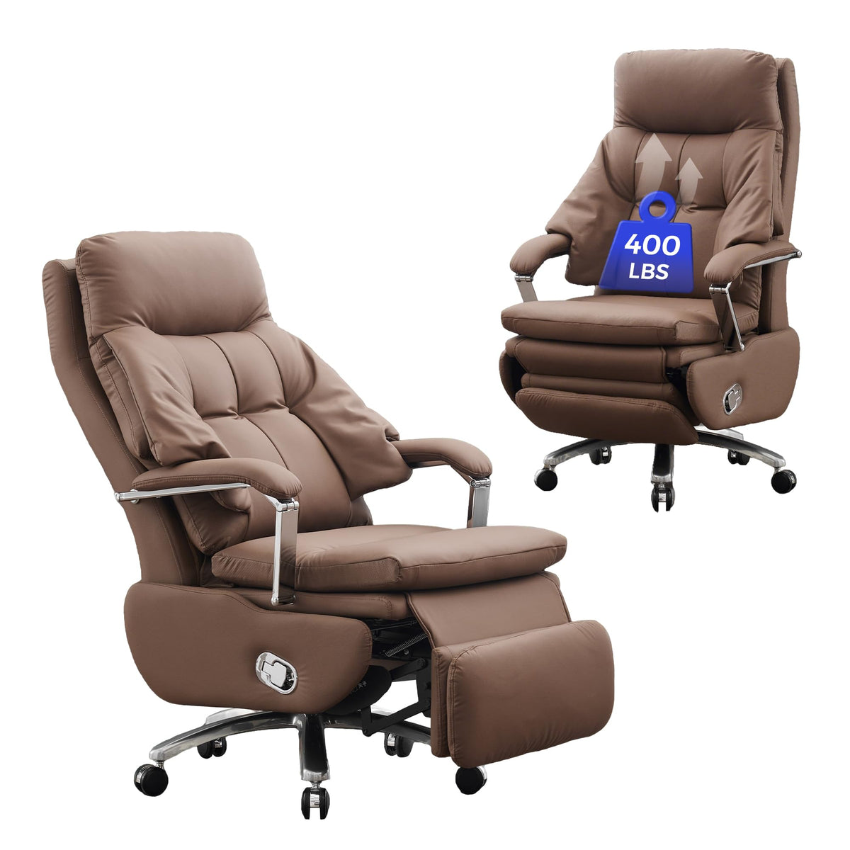 Brown PU Leather Recliner Chair with Footrest 400LBS B110456