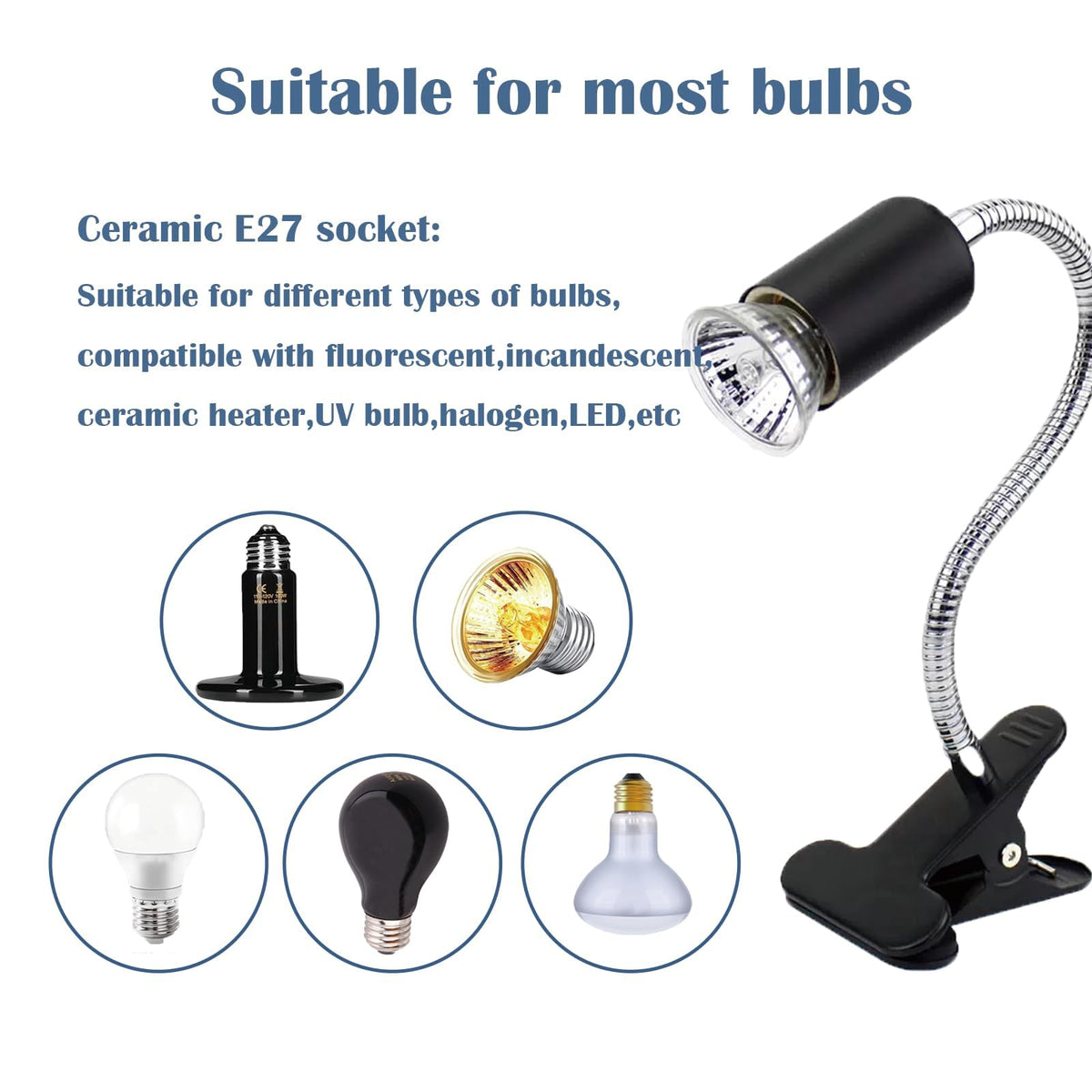 UVA UVB Reptile Heat Lamp with Two Heat Bulbs K26358