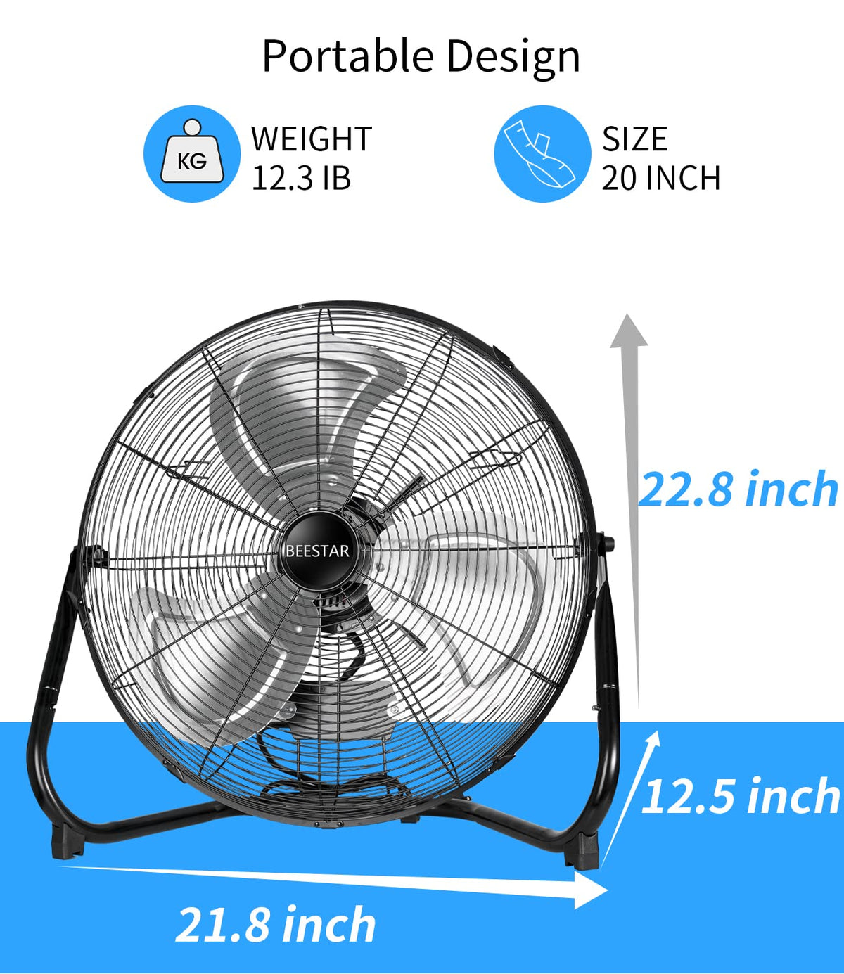 20 Inch Heavy Duty High Velocity Metal Floor Fan D791530