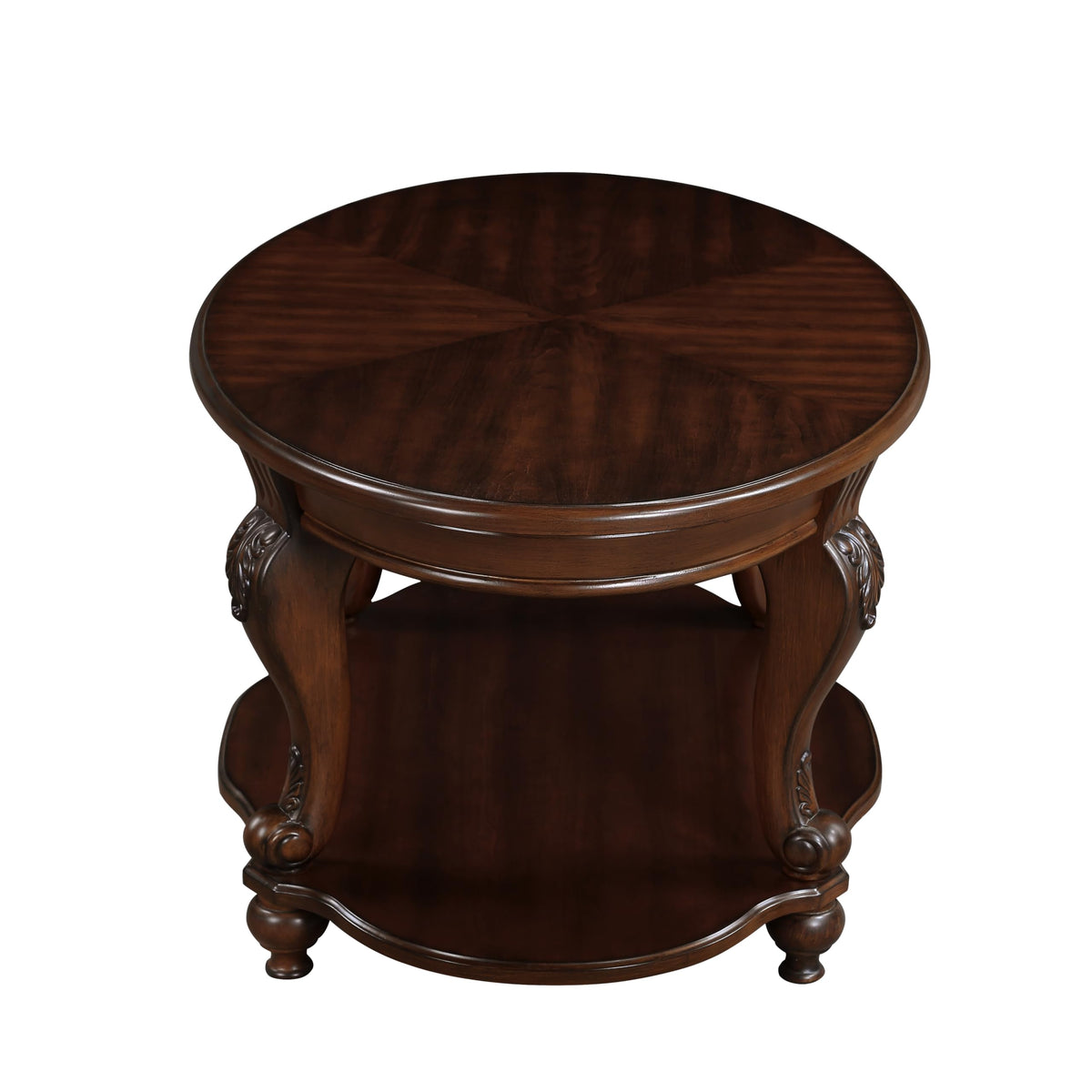 2 Tier Round Wood End Table F7662