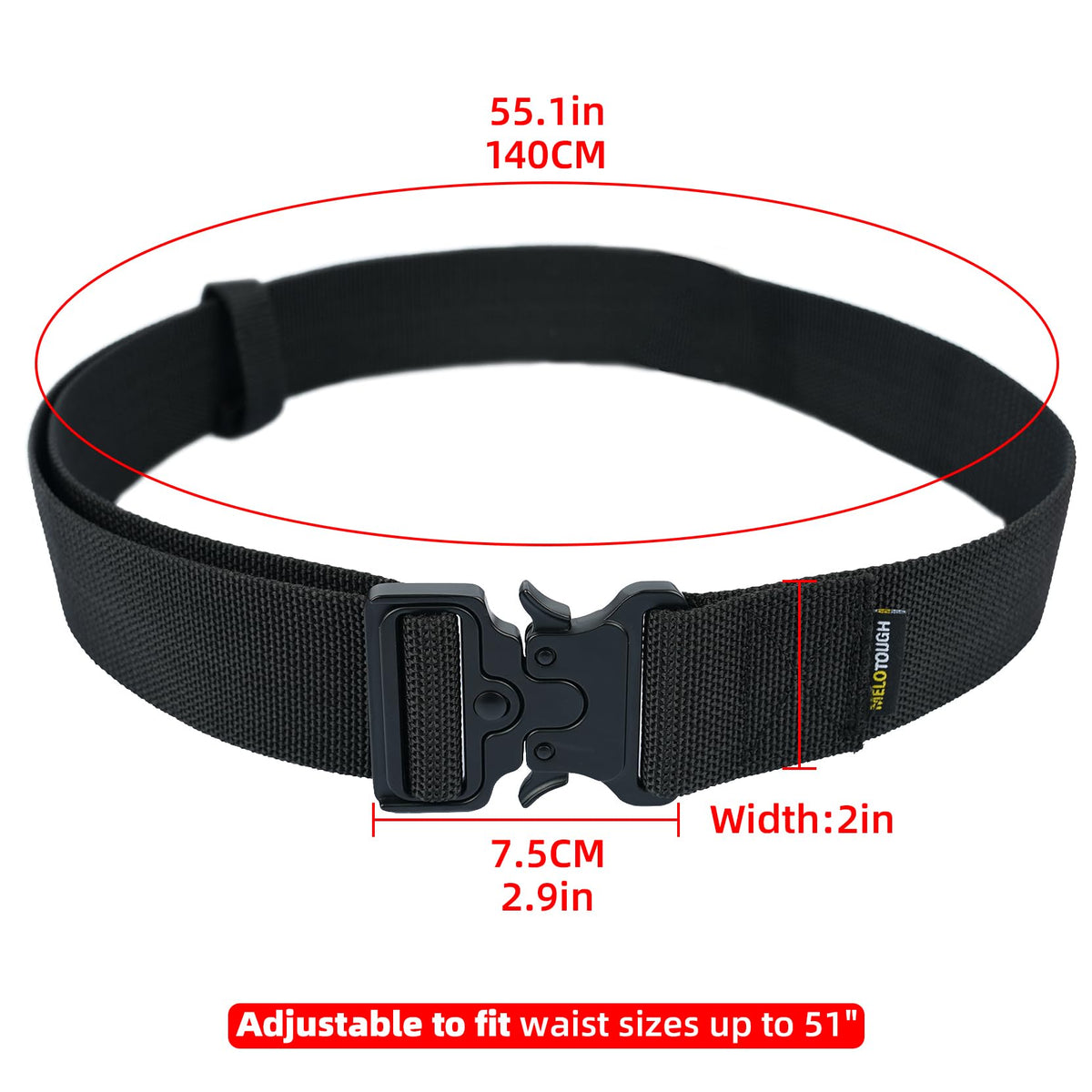2" Nylon Web Work Tool Belt with Quick Release Metal Buckle S650