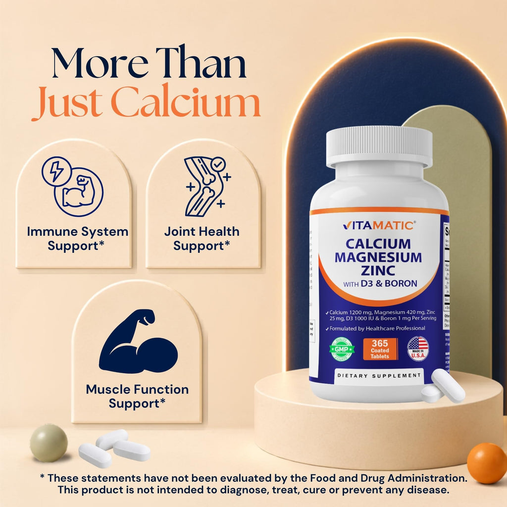 Calcium Magnesium Zinc D3 Boron 365 Coated Tablets Supplement R8738