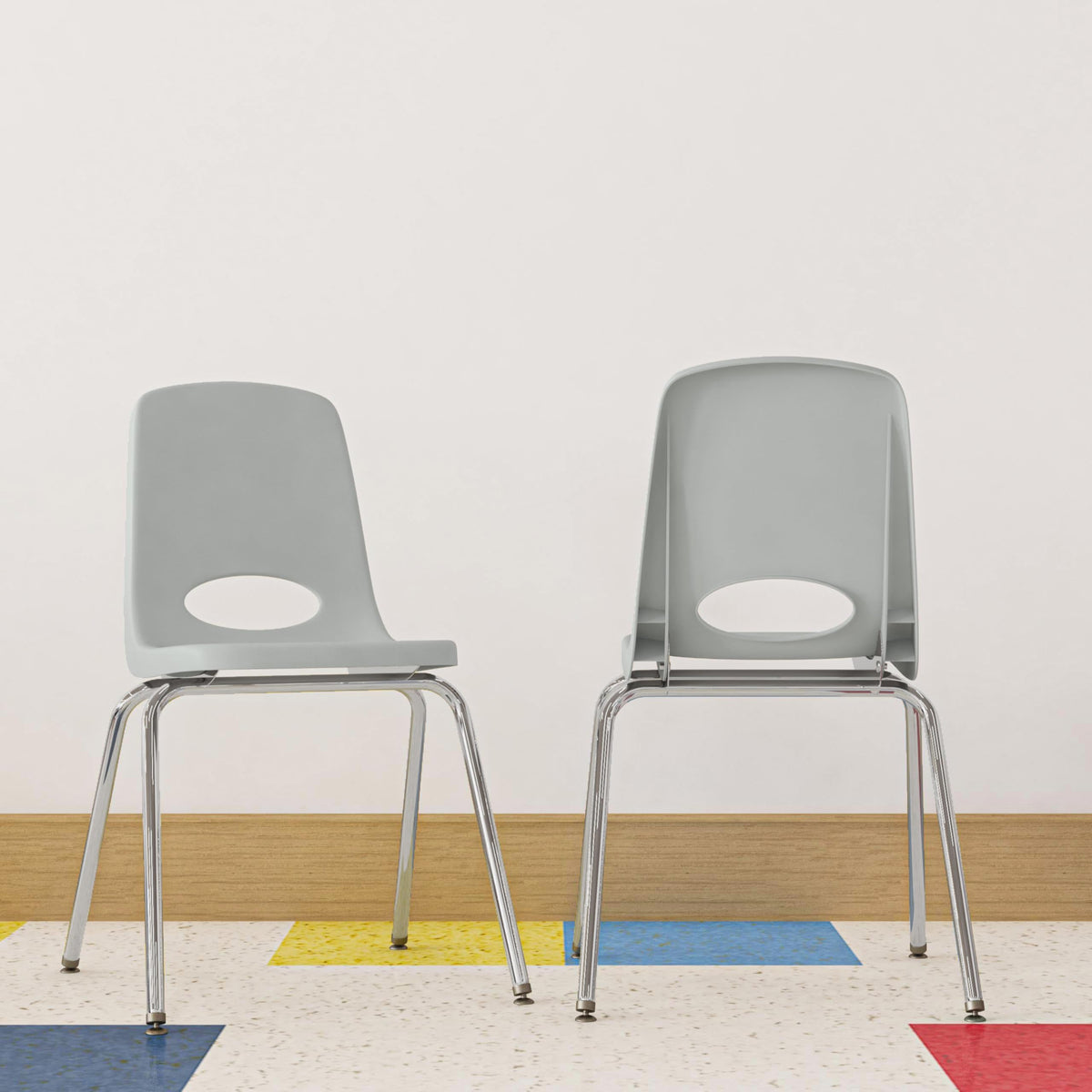 16" Light Gray School Stack Chair 2-Pack J629790