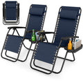 Zero Gravity Chairs Set of 2 Portable Folding Lounger with Pillow Cup Holder R456