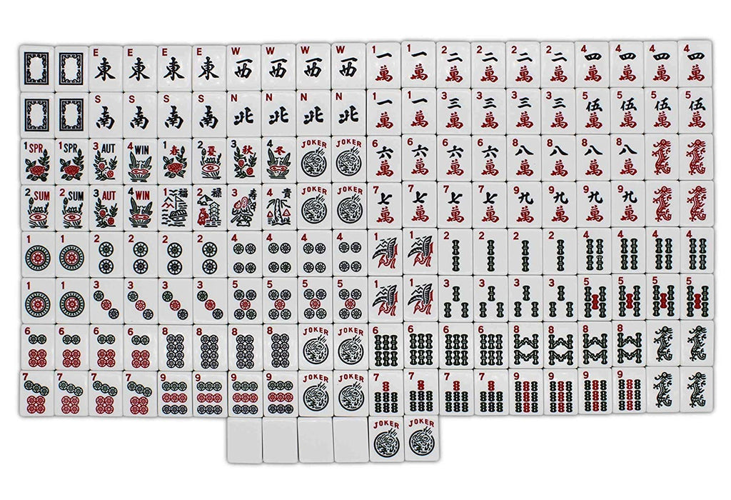 166 White Engraved Tiles Mahjong Set with Soft Bag N70909