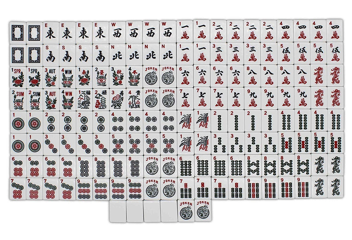 166 White Engraved Tiles Mahjong Set with Soft Bag N70909