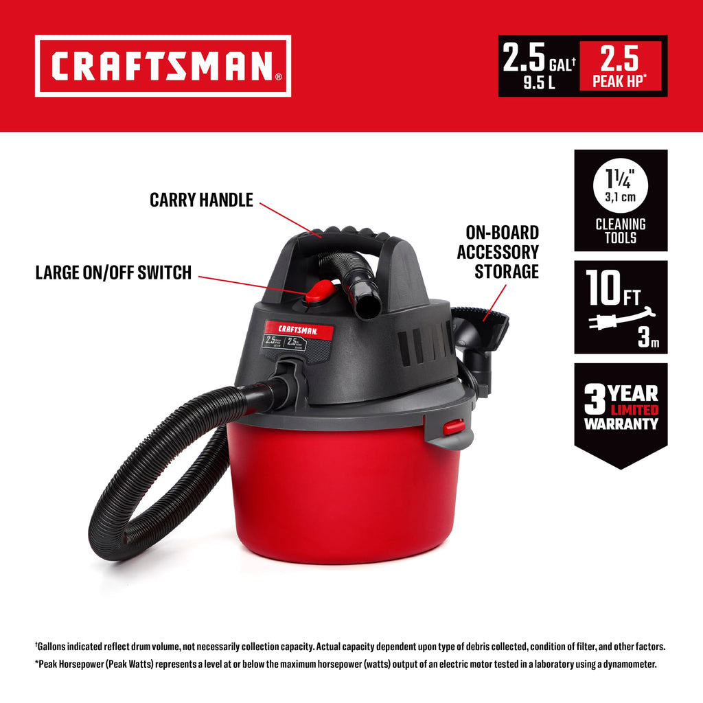 2.5 Gallon Wet Dry Shop Vacuum Y503