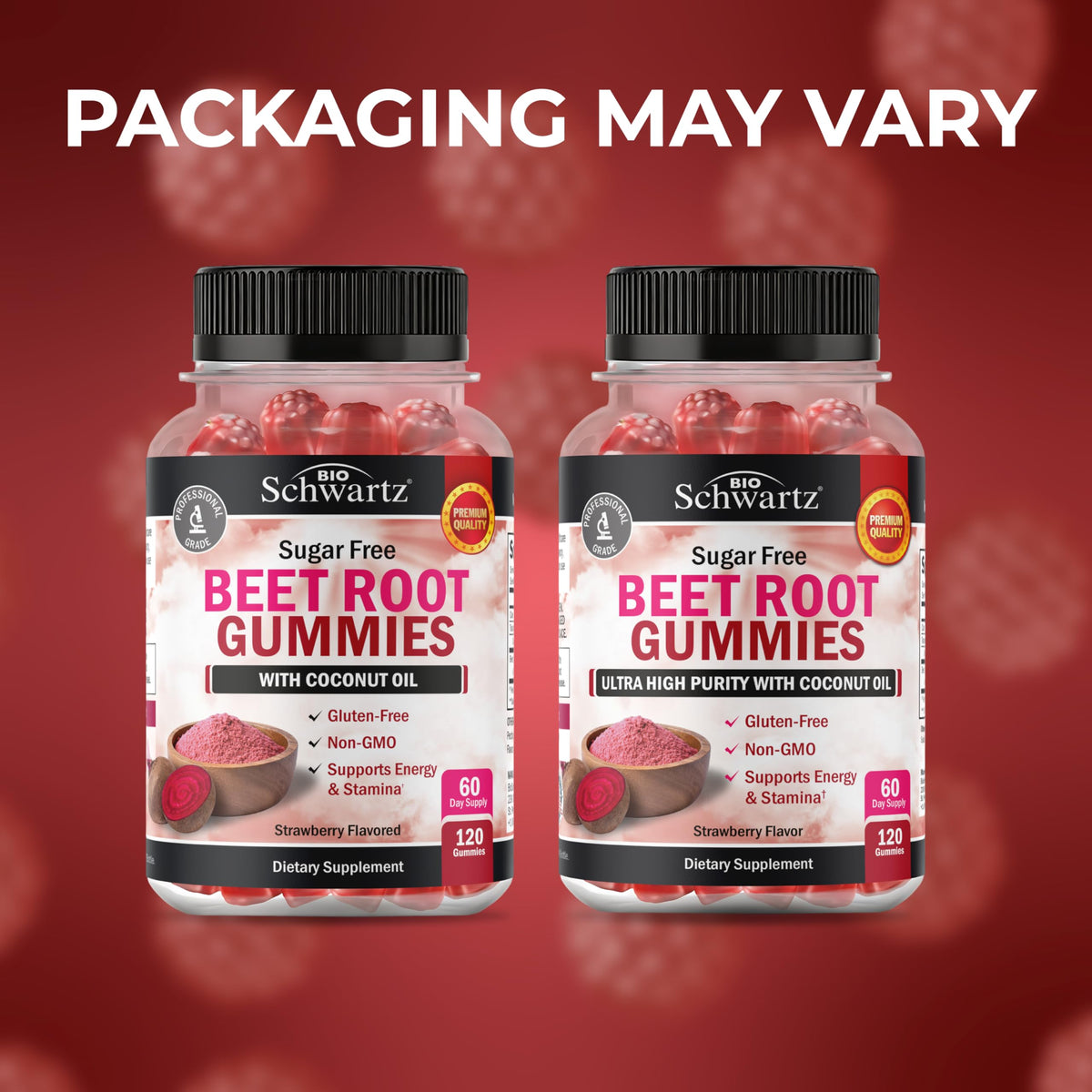 Sugar Free Beet Root Gummies Strawberry Flavor 120 Count H3125