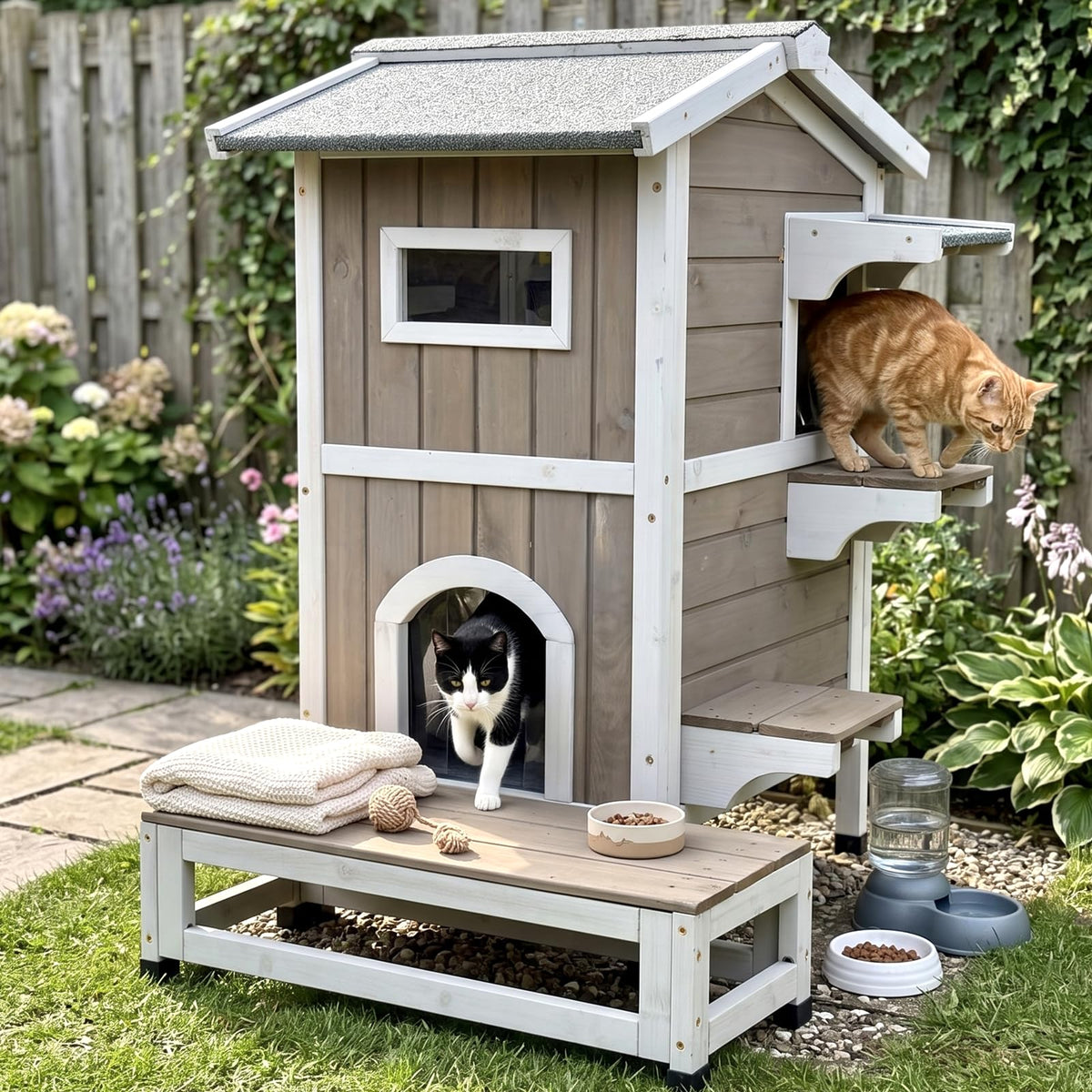 2-Story Insulated Outdoor Cat House S429876