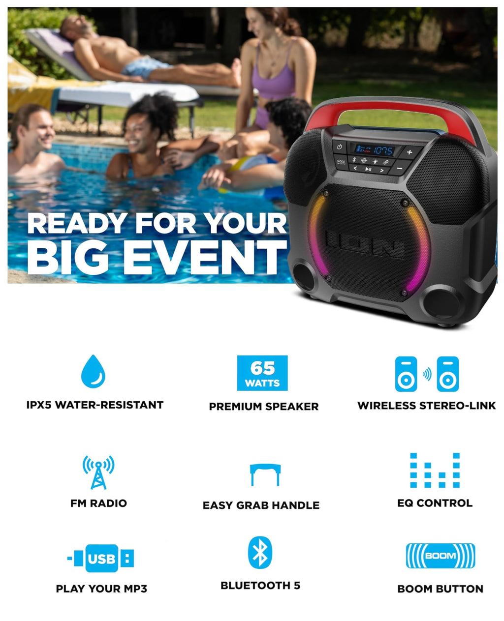 2 Pack Wireless Bluetooth Water-Resistant Speaker W3696