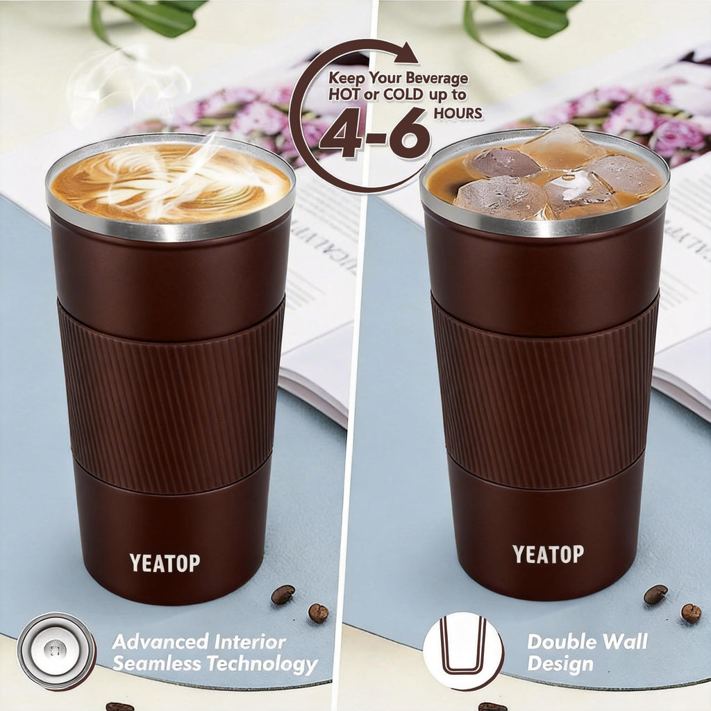 16 oz Stainless Steel Insulated Travel Coffee Mug with Lid H15847