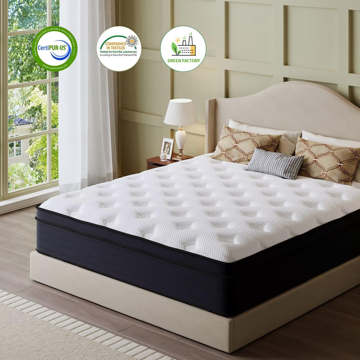 14 Inch Hybrid Green Tea Cooling Gel Memory Foam Mattress H155