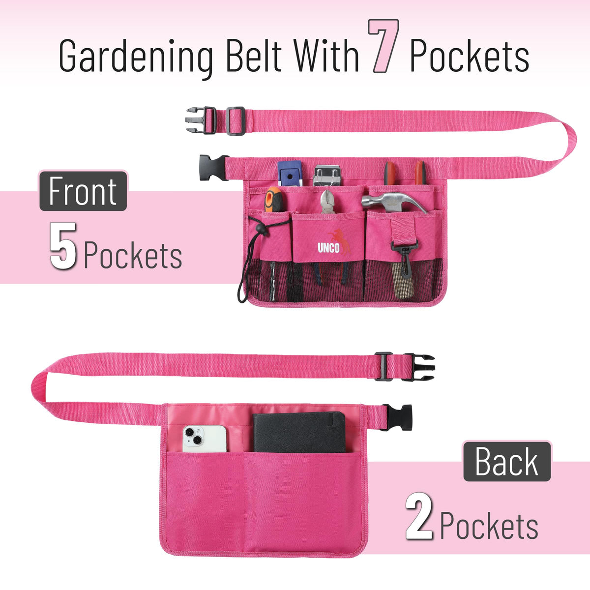 Pink 7 Pocket Garden Tool Belt X57887