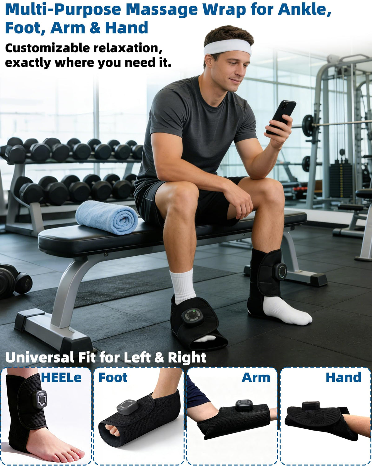 Cordless Air Compression Foot & Ankle Massager with Heat & Vibration M128