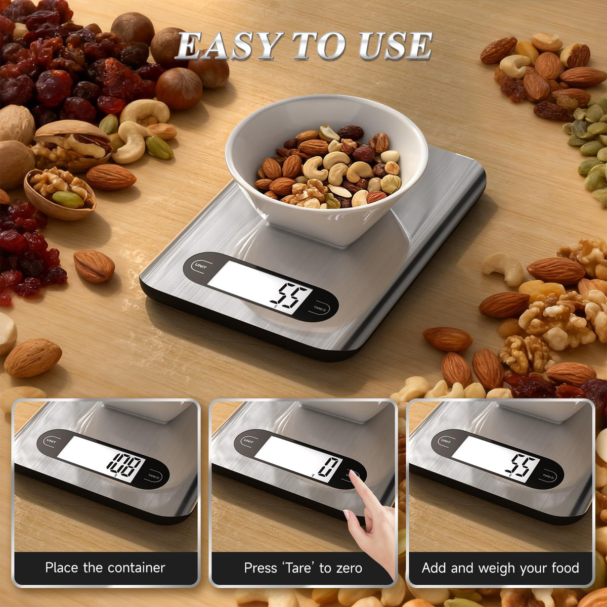 Digital Kitchen Scale 17 Pounds Capacity Stainless Steel V172988