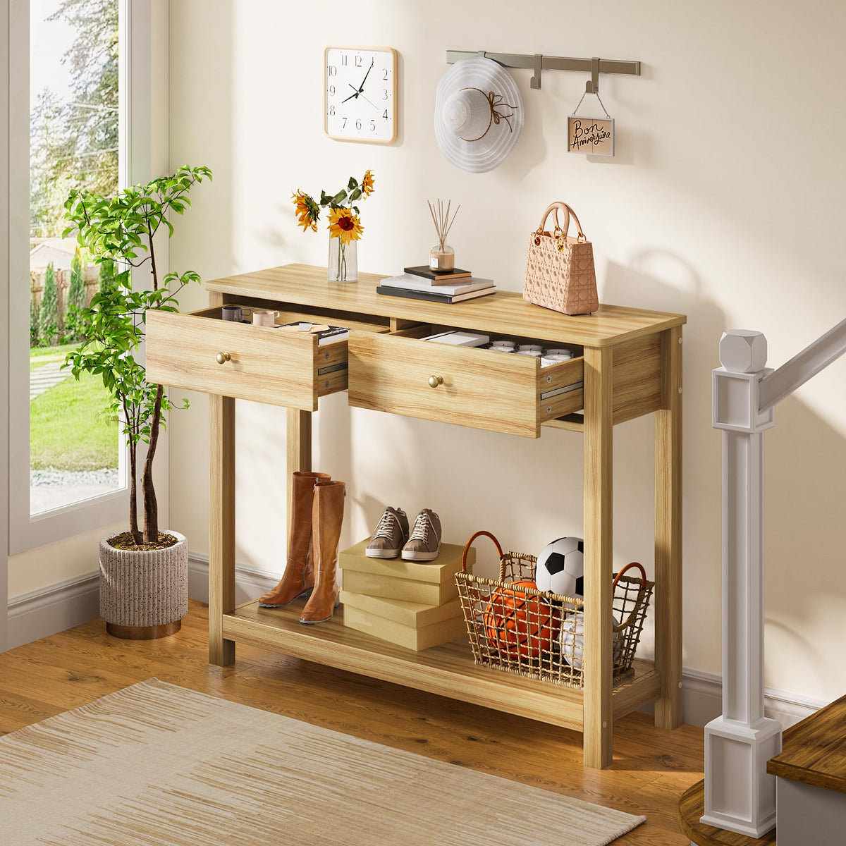 2 Drawer Oak Console Table L324556