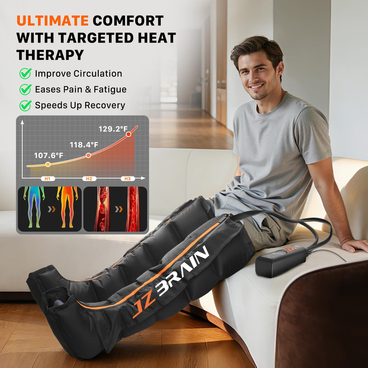 Air Compression Boots Leg Massager with Heat I73566