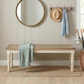 Antique White Two-Tone Oak Wood Dining Bench X2030
