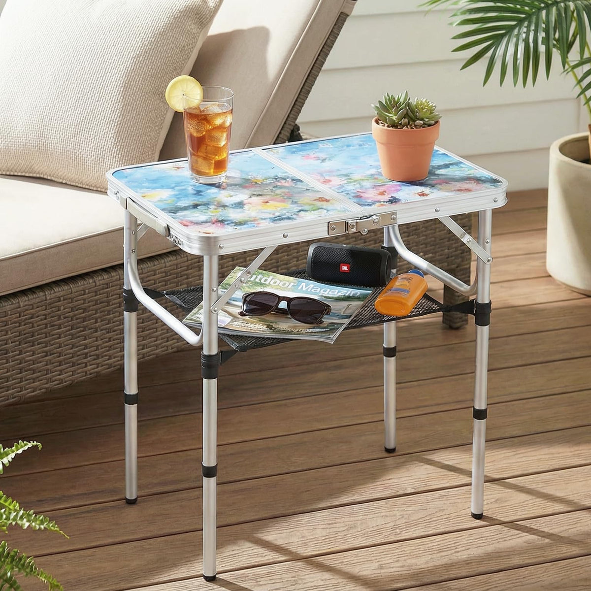 Portable 3 Adjustable Height Folding Outdoor Side Table Z451
