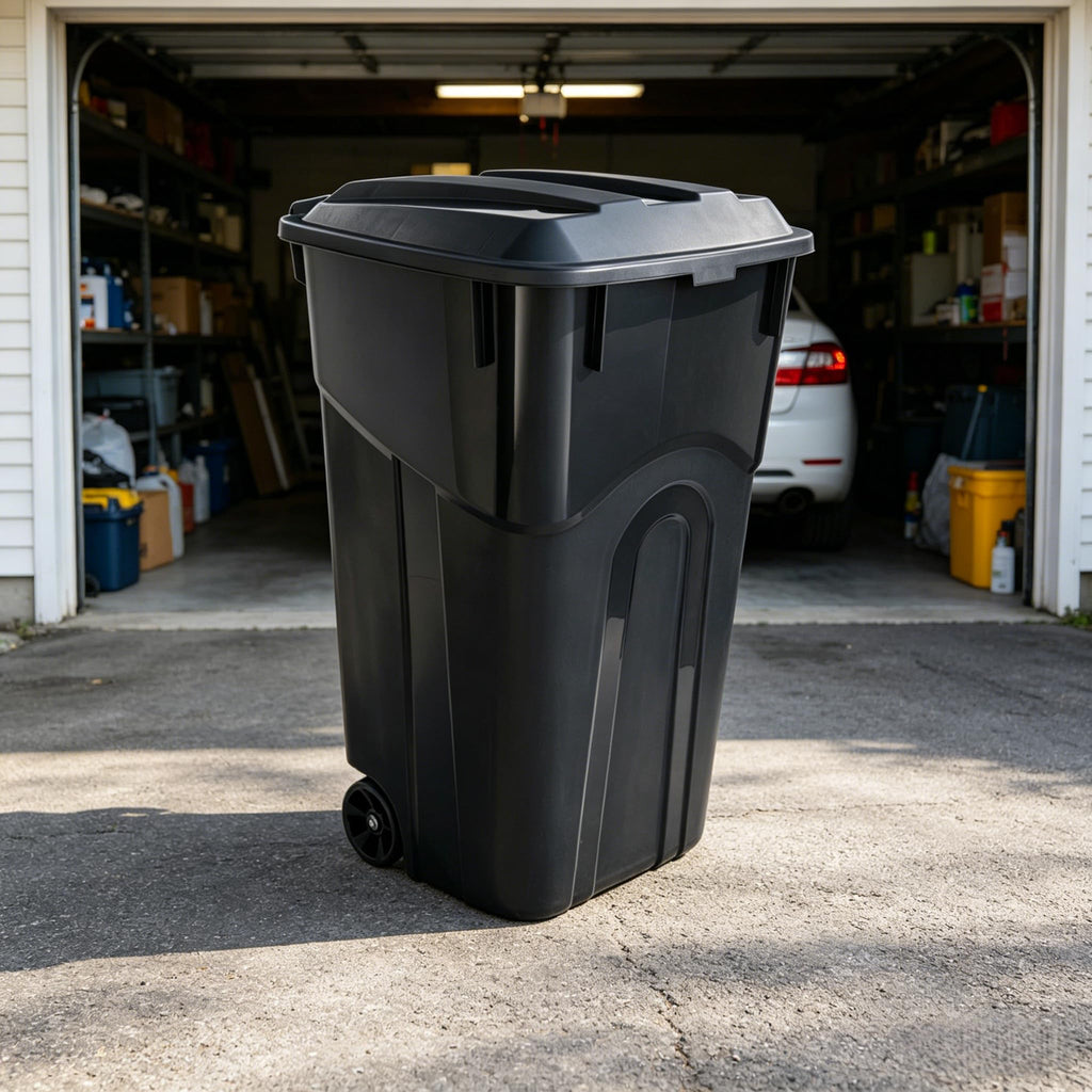 32 Gallon Wheeled Plastic Trash Can with Lid X92454