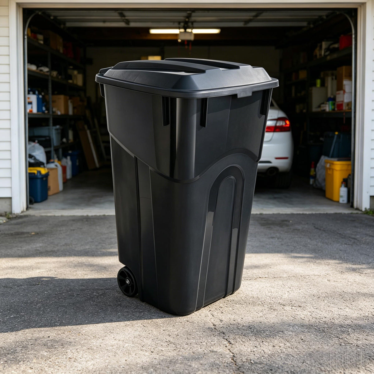 32 Gallon Wheeled Plastic Trash Can with Lid X92454