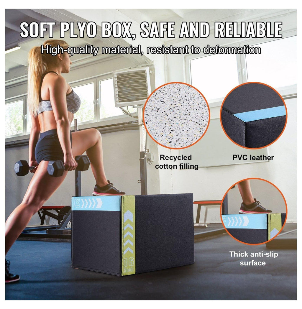20/18/16 Inch Black Anti-Slip Plyo Box U643