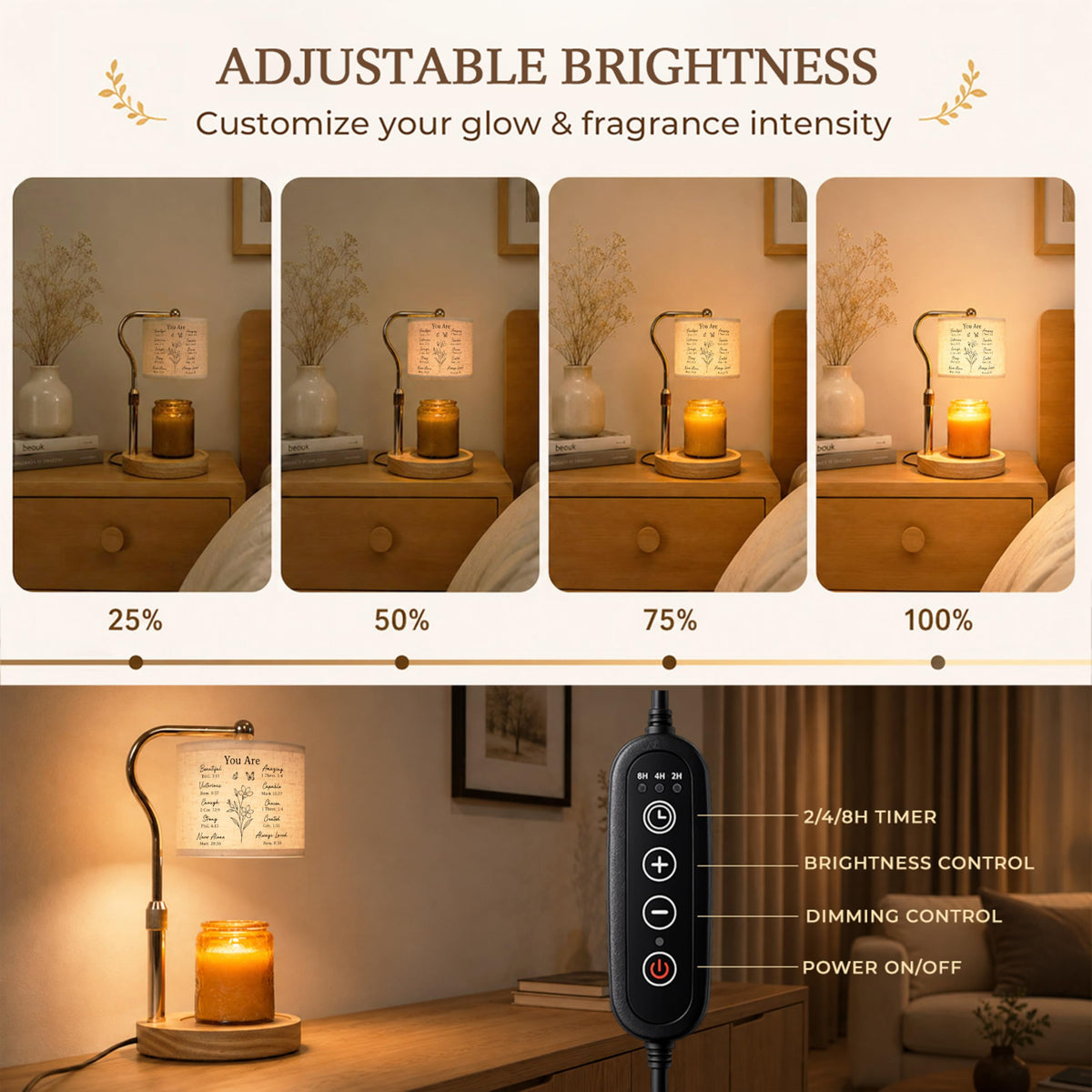 Candle Warmer Lamp with Timer Dimmable Height Adjustable B4093
