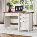 White Desk with Outlets & File Drawer V989991