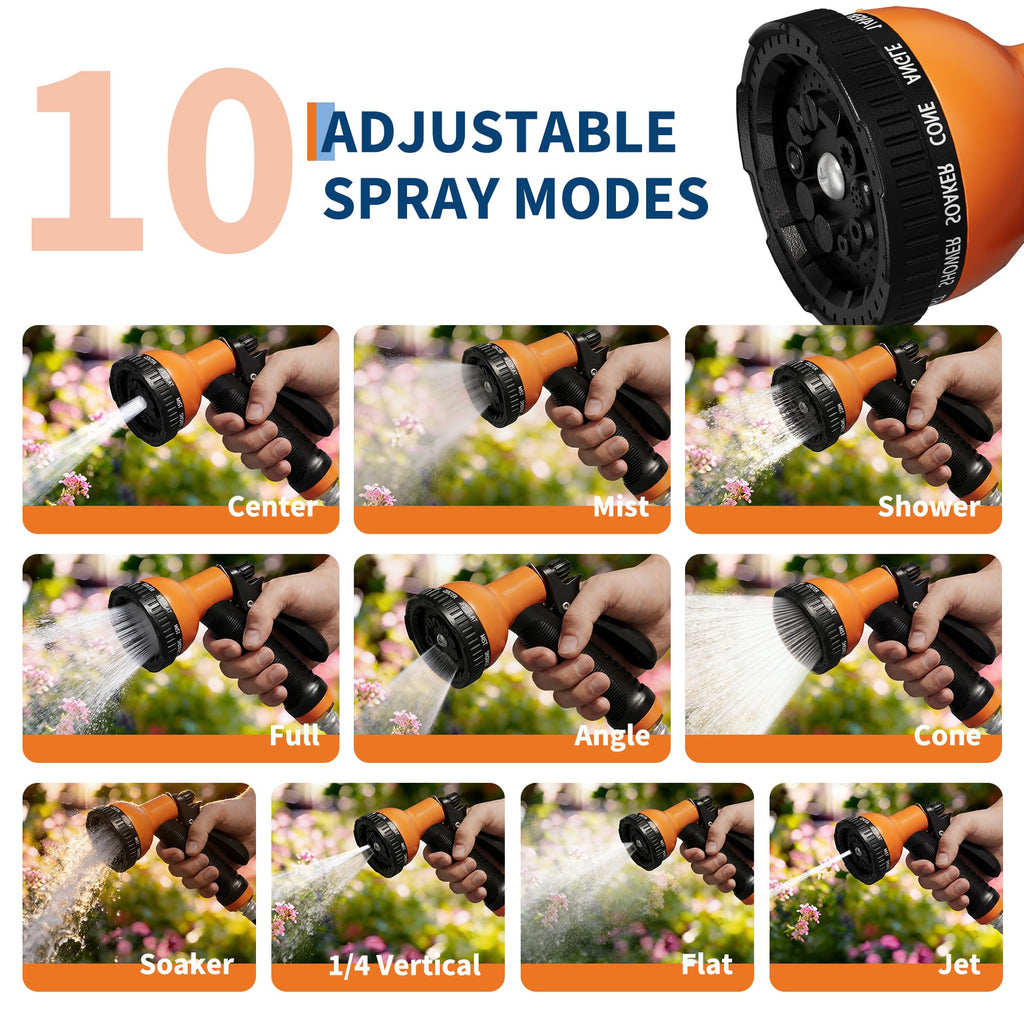 1/2 Inch x 50 ft Wall Mounted Garden Hose Reel with 10 Patterns Nozzle K782617