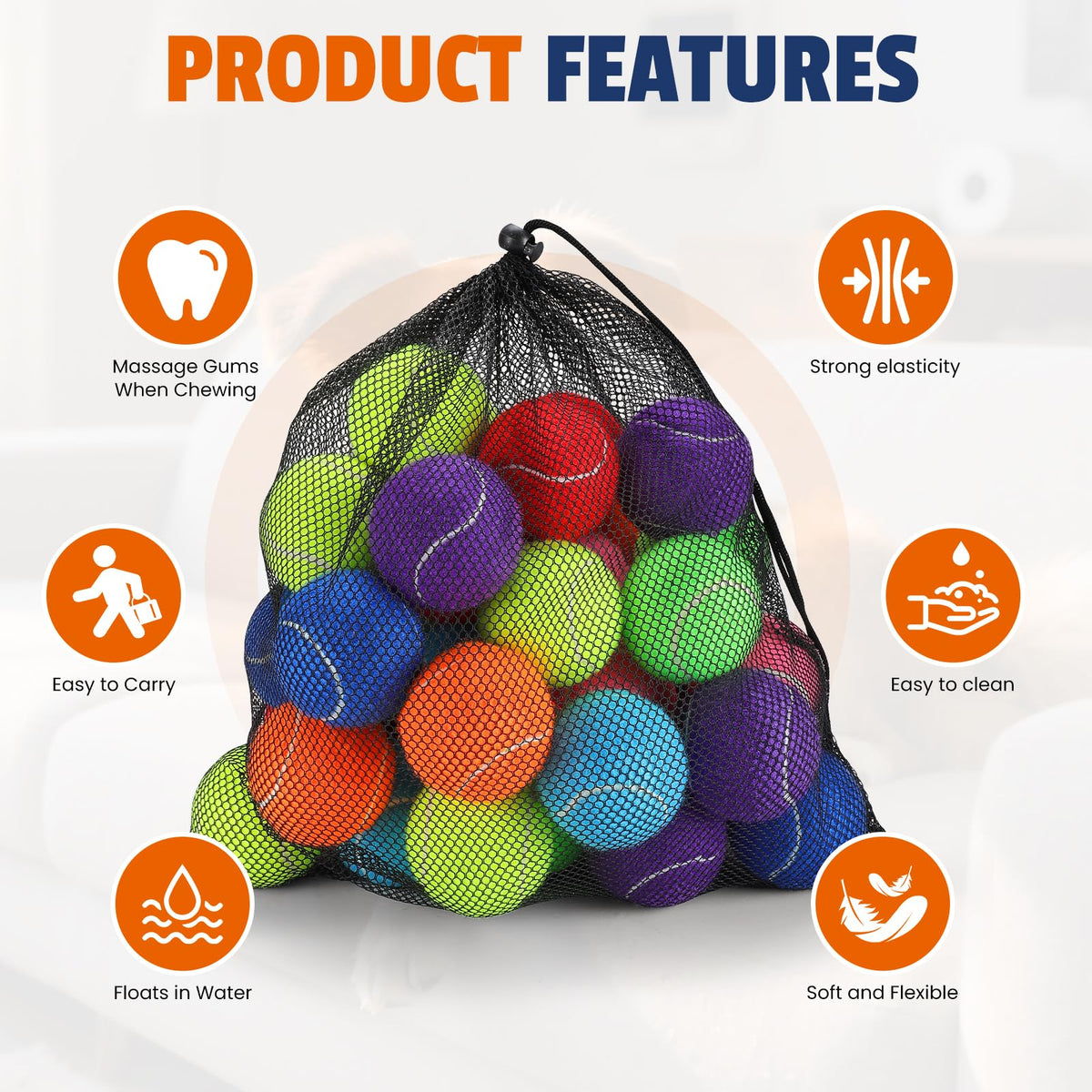 Colorful Tennis Balls for Dogs, 2.5 inches, 16 Pack K190587