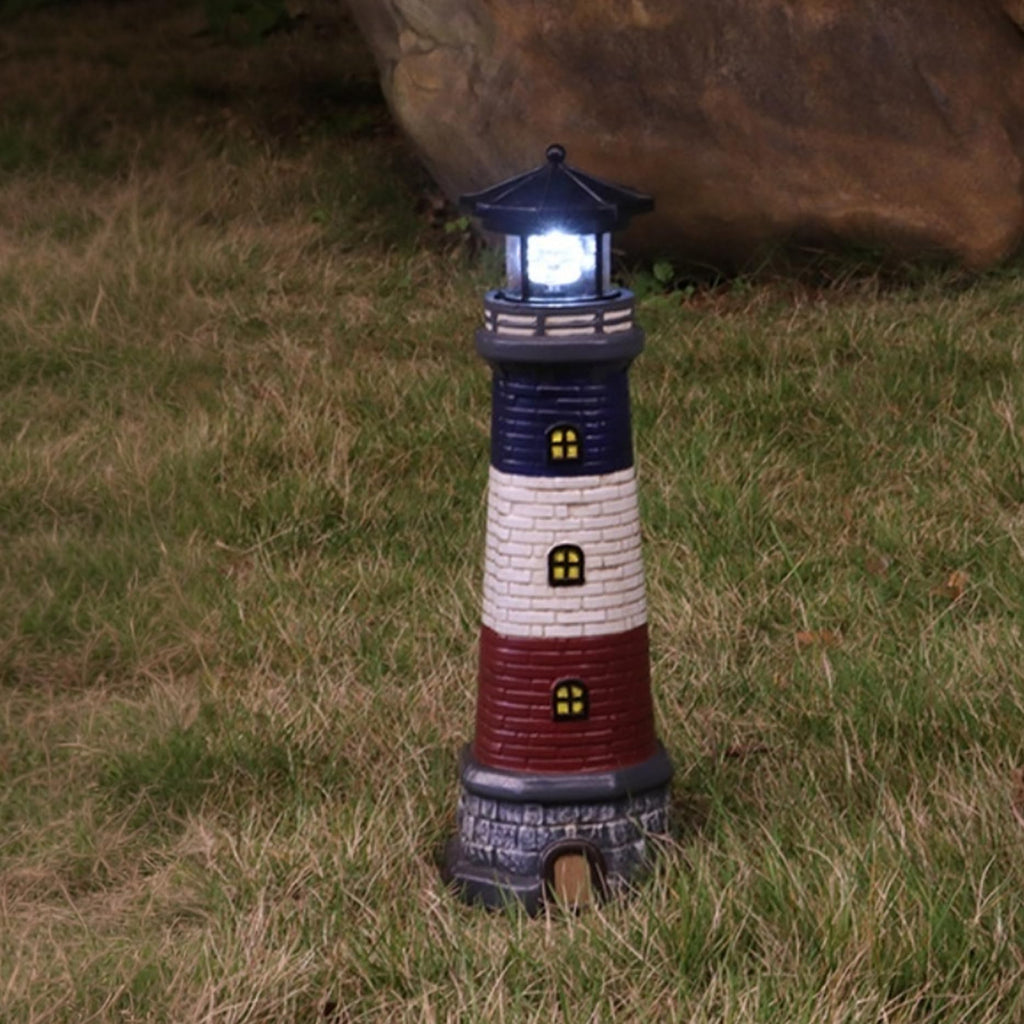 15" Tall Waterproof Resin Lighthouse Lamp with 360° Rotating LED G172724