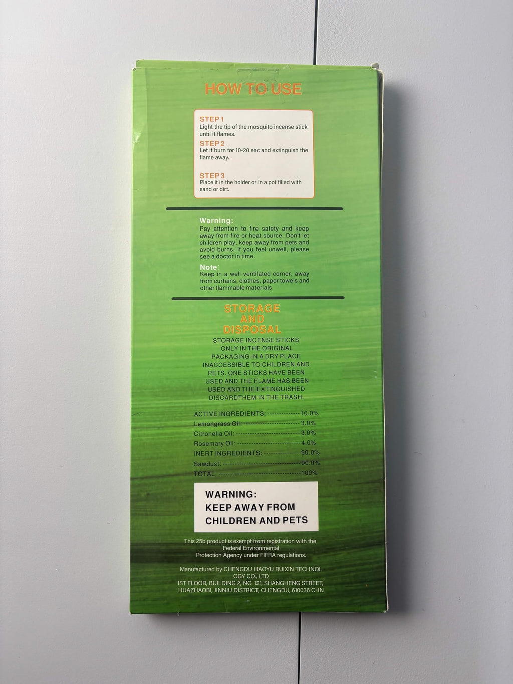120 Pcs Citronella Oil Incense Sticks C1865