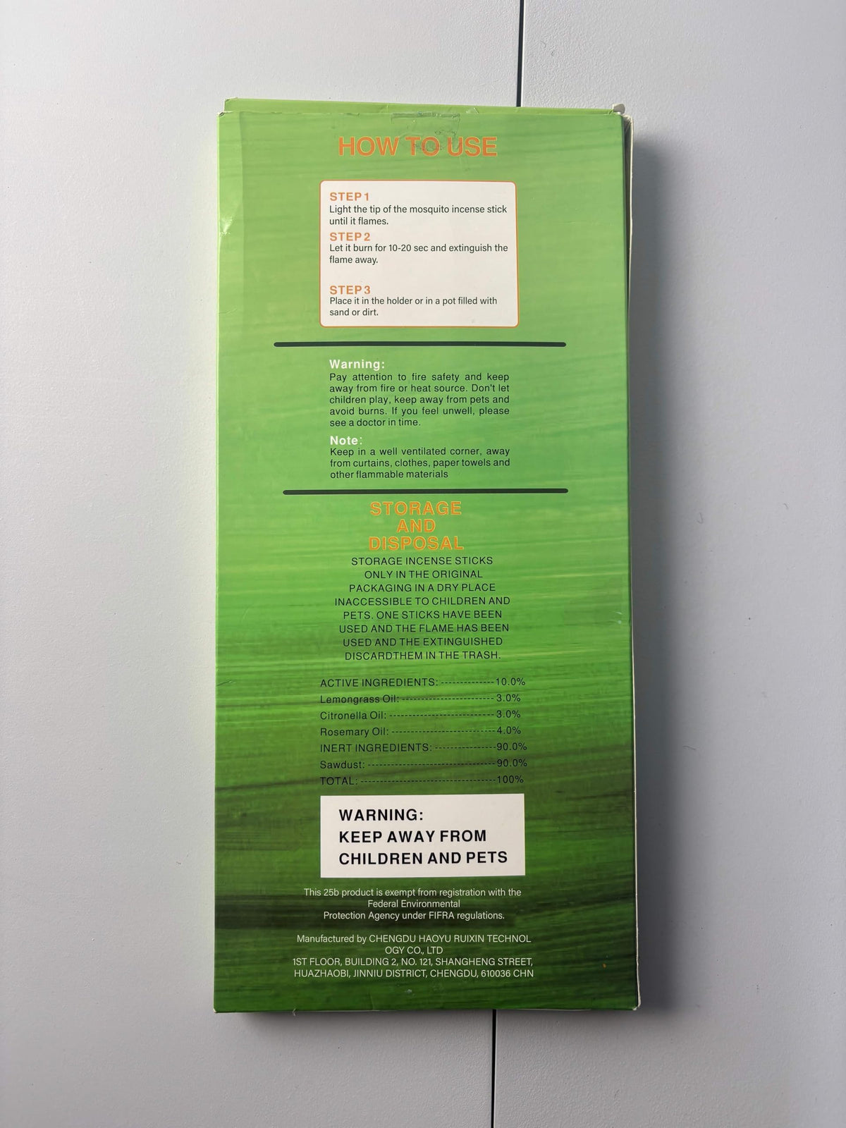 120 Pcs Citronella Oil Incense Sticks C1865