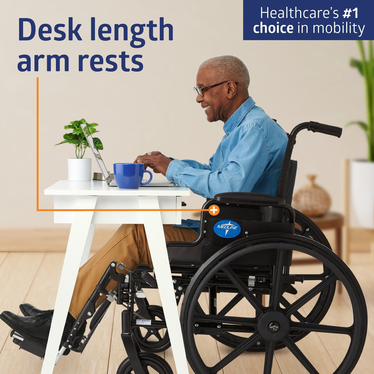 Lightweight Wheelchair with 18" Wide Seat and 300 lb. Weight Capacity V613