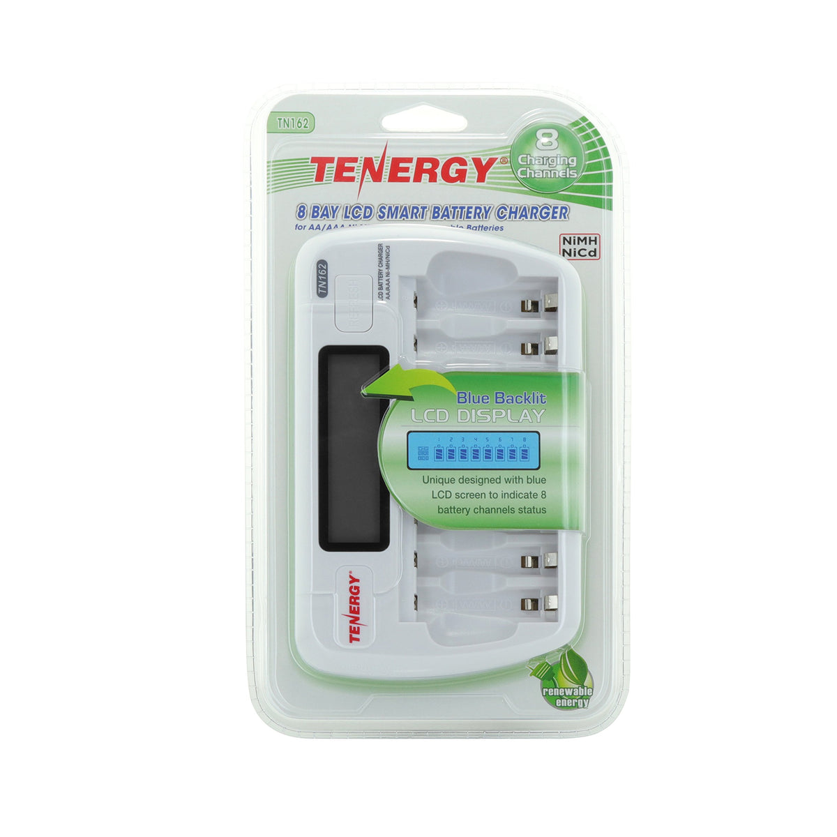 8-Bay Smart LCD Battery Charger for AA/AAA NiMH/NiCd Batteries F612