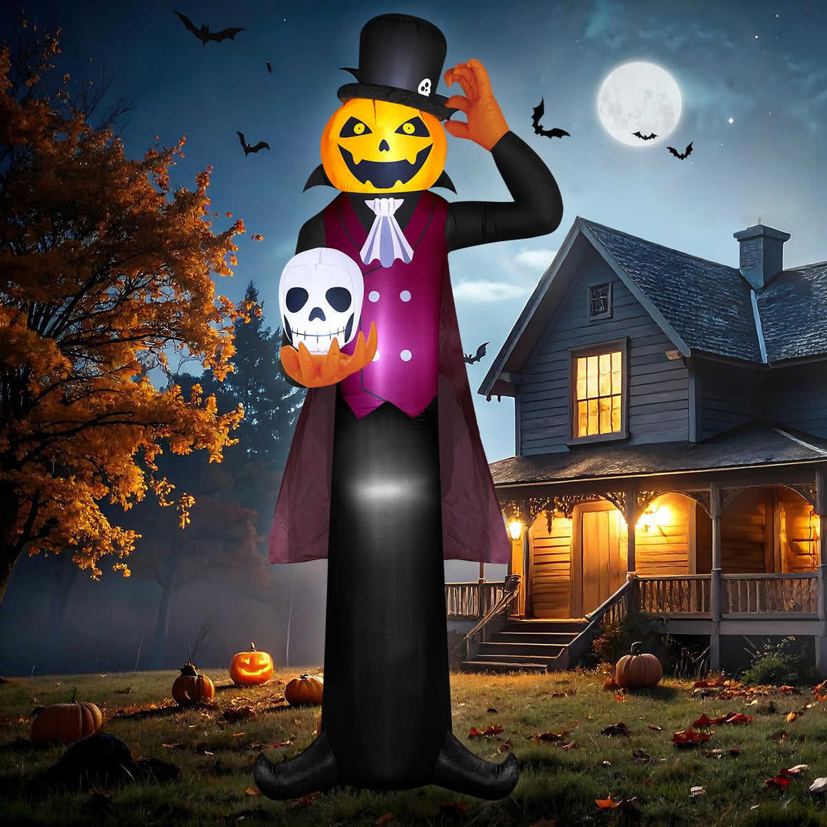 12FT Halloween Inflatables Pumpkin Ghost Vampire with LEDs L60624