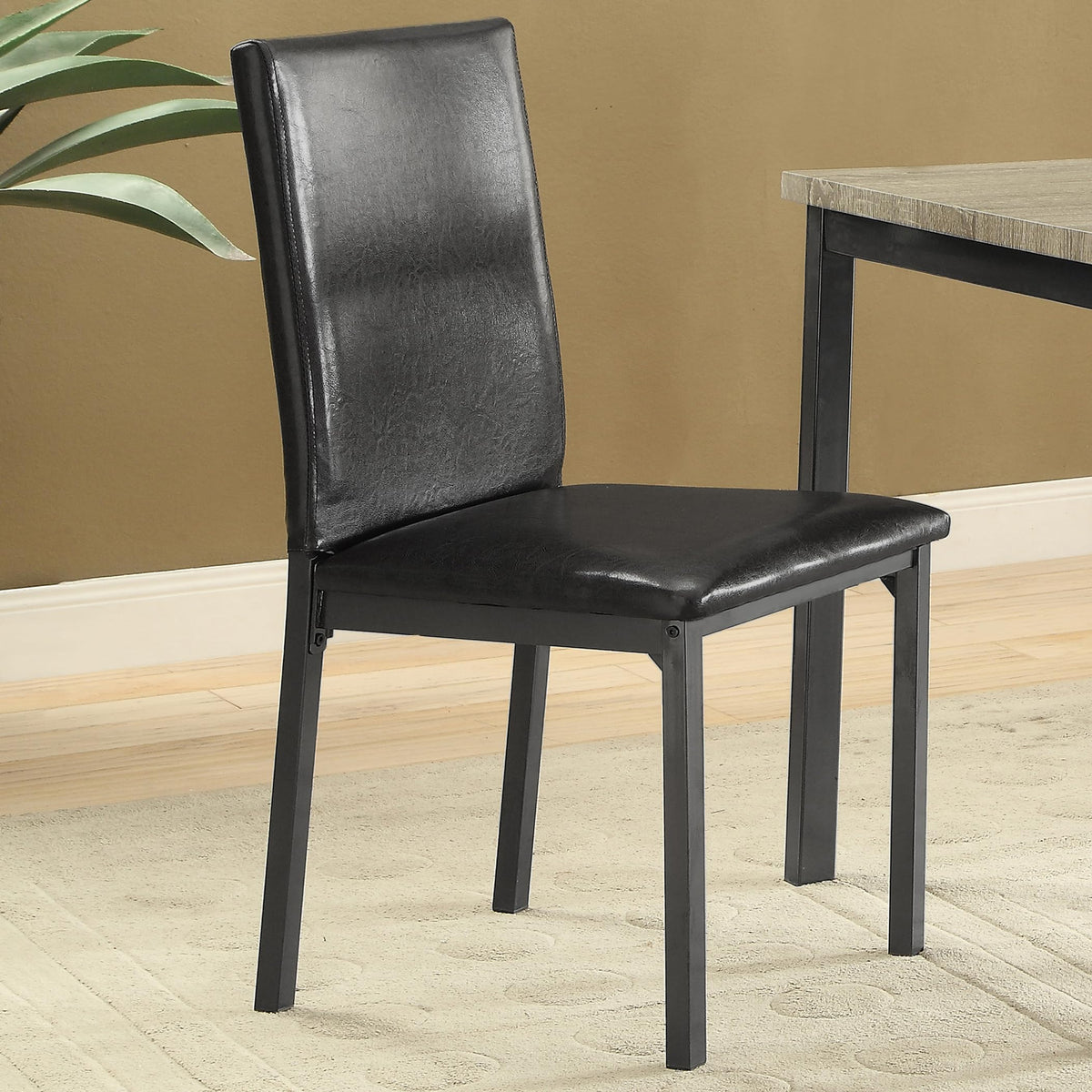 Set of 2 Faux Leather Upholstered Dining Side Chair Black and Grey N839